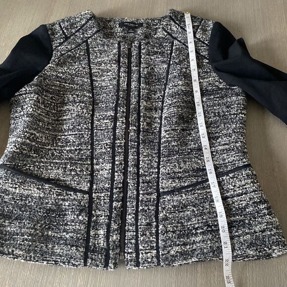 Ann Taylor Chic Black/Gray Wool Blend Tweed Jacket Blazer Career Women’s Size 6 - Picture 8 of 14